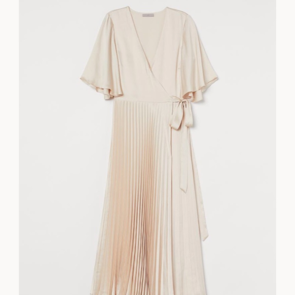 H&M Pleated Satin Dress
